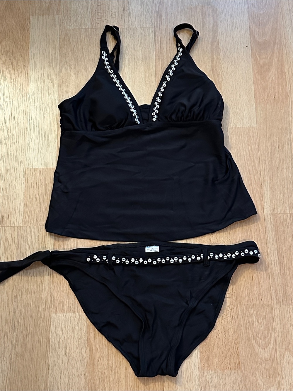 Skye Tankini Shell & Bead Detail Belted Swimsuit SZ L